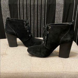 BCBGeneration Black Suede Ankle Boot Heels.